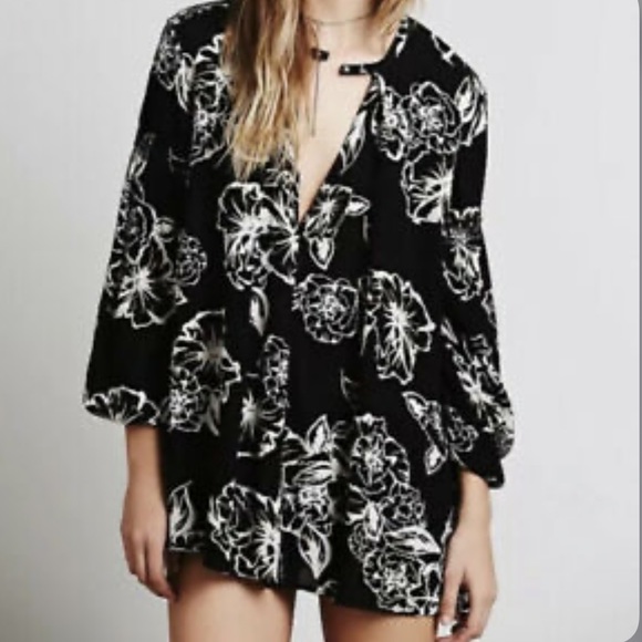 Free People Dresses & Skirts - Free People | Black Floral Foil Swing Dress